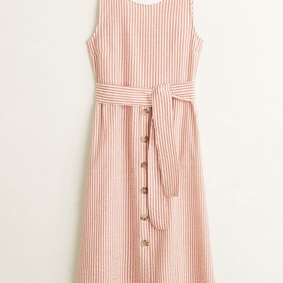 Mango Striped Pocket Midi Dress with Pockets - Picture 1 of 4